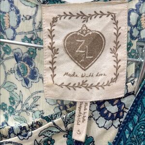 Boho Floral Blue and Cream Dress set of skirt and crop blouse